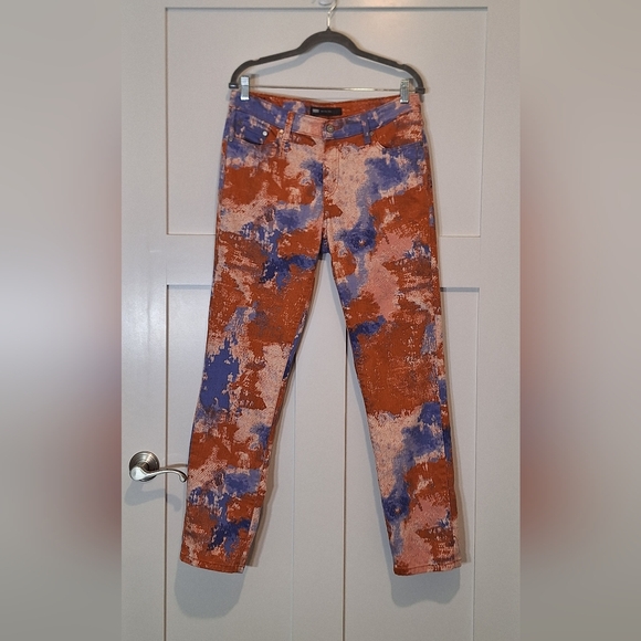 Levis Tie Dye Splotched Midrise Skinny Jeans Orange Blue Cotton Stretch Sz 31 - Picture 3 of 13